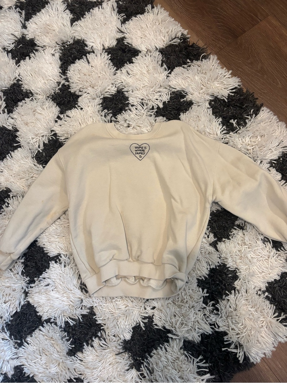 Zara Cream Crewneck Sweater with Heart Detail